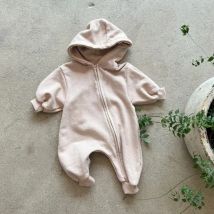 Baby Pocket Hooded Zip-up Jumpsuit Newborn Clothes 2024 Baby Boy Comfy Hooded Romper with Zip Girls Climbing Clothes Jumpsuit