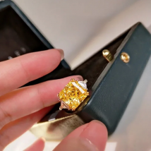 CC Sterling Rings For Women Yellow Stone Luxury Wedding Engagement White Gold Plated Fine Jewelry Drop Shipping CC1665