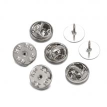 50pcs brooch settings Pin Black Butterfly Rubber Pin Clutch Keepers Silver Tie Tacks Blank Pins for DIY Brooch Jewelry Making