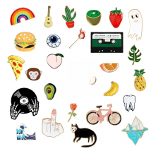 Fashion Rainbow Enamel Lapel Cartoon Pins Fruits Food Mix Brooches Badges Backpack Cute Pins Gifts For Friends Wholesale Jewelry