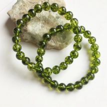 8MM Green Olivne Quartz Bracelet Natural Stone Jewelry Noble Peridot Exquisite Beaded Hand Chain Women Male Female Creative