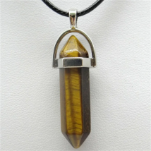 Wholesale 1PCS Natural Tiger Eye Stone Quartz Crystal Agates Hexagonal Column Shape Pendant Necklace for Jewelry Making