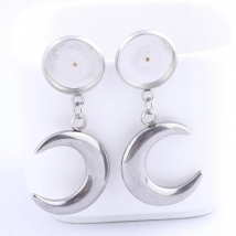 10pcs Fit 12mm Cabochon Stud Earring Base Settings Moon Charm Dangle Earrings Bezel Blanks Stainless Steel Diy Accessories