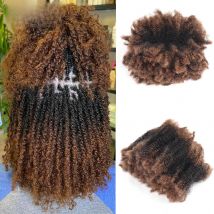 Ombre Brown Afro Kinky Curly Bulk Human Hair For Braiding #30-#1-#30 Crochet Braiding Hair Extensions Locks For Braids No Weft