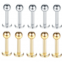 10pcs/lot 16G Surgical Steel Labret Ring Lip Piercing Ear Cartilage Lip Earrings Piercing Ombligo Ear Piercing Body Jewelry