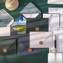 6pcs/set Exquisite Vintage Envelopes Classic Van Gogh Oil Painting and Plant Artistic Envelopes for Letters Wedding Invitation