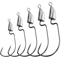 THKFISH 10pcs Crank Jig Head Hook 5g 7g 10g 14g 20g Bullet Lead Head Fishing Hooks For Soft Lure Weedless Offset Hook