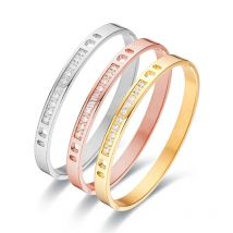 FYSARA Fashion 4mm 6mm 8mm Stainless Steel Jewelry Hand Inlaid Ten Crystal Bangles Bracelet Women Bracelets Party Gift Wholesale