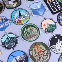 Outdoor Adventure Mountain Patches for Clothing Thermoadhesive Camping Travel Iron on Patch Fusible Embroidered Landscape Patch