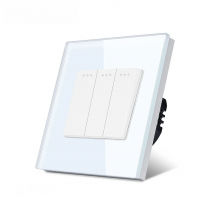 TAWOIA Push Button Switch EU Standard 3 Gang 1 Way Home Switch 4 colors With Crystal Glass frame Lamp Switch