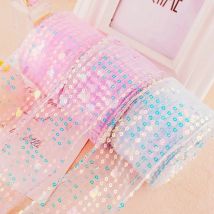 9M 50MM Sequin Silver Thread Edge Overlock Yarn Ribbon for DIY Handmade Hair Accessories Bow Hair Clip Material