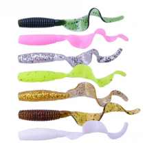 5PCS Fishing Maggots Worm Soft Lures Bass Jig Wobblers Tackle 5.5cm 2g Shrimp Odor With Salt Silicone Artificial Bait Swimbaits