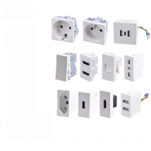 Wall EU Brasil Chile Socket + Satellite TV CAT6 Internet Jack, HDMI-compatible 2.0 & USB 3.0 Type-C Charger Connector DIY Module
