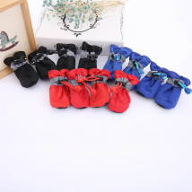 4pcs/set Waterproof Pet Dog shoes Winter Thick Warm Anti-skid Rain Shoes For Dog Pet Windproof Soft Footwear Anti-slip Dog Shoes