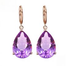 HuiSept Silver 925 Earrings for Women Water Drop Shape Amethyst Gemstones Drop Earrings Jewellery Wedding Party Gifts Ornaments