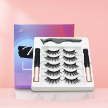 AILEISHI 5 Pairs 3D Magnetic Eyelashes Magnet Eyeliner Handmade Fake lashes Waterproof Liquid Long Lasting Eyelashes Set Makeup