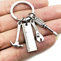 Stainless Steel Accessory Key Chain Portable Exquisite Dad Day Great Gift Hammer Screwdriver Wrench Unique Keychain Souvenir