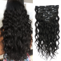 Doreen 120G 140G Real Natural Curly Human Hair Clip in Extensions Machine Remy Brazilian Hair Wavy Hairstyle 7 pcs /set Clip ins