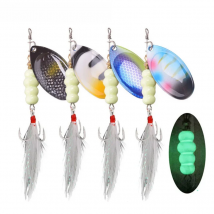 1Pcs Spinner Spoon Luminous Metal Fishing Lure 9g 12g Sequins Spoon Artificial Baits Wobbler Rotating Bait with Treble Hooks