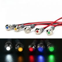 6mm Metal LED Warning indicator light Waterproof IP65 Signal Lamp Pilot Wires switch 5/12/24/220V Red Green Blue White Yellow