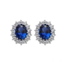 AAAA+ real egg oval zircon stone Royal Blue Kate Queen stud Earrings fashion jewelry girl birthday gift dropshipping quality wed