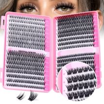 THINKSHOW Lash Clusters Kit Cat Lashes 640 Pcs with Lash Bond & Seal Cluster Eyelash Extensions Eyelash Clusters Kit DIY at Home