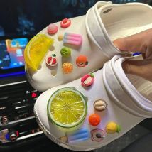 1Set New 3D Fruit Shoe Charms Set Summer Refreshing Lemon Advanced Shoe Decorations DIY Detachable buckle Shoes accessories