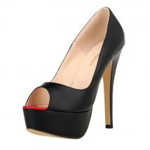 Large Size Women's Sexy Pumps Stilettos Fashion Matte Leather 14cm Platform High Heels Open Toe Party Nighclub Wedding Shoes