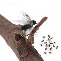 Wifreo 6pcs Black Foam Grizzly Hackle Ant Fly Floating Dry Flies Lake River Stream Fishing Artificial Insects Lure