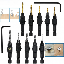 5pcs Countersink Drill Woodworking Drill Bit Set Drilling Pilot Holes for Screw Sizes #5 #6 #8 #10 #12 Cutter Screw Hole Drill