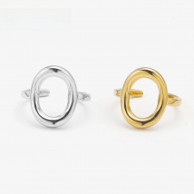 Gold Plated Trendy Stainless Steel Rings For Women Simple Style Round Hollow out Rings Party Jewelry Adjustable Open Finger Ring