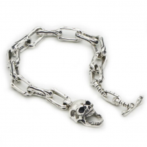 Unibabe Pure Silver Sterling 925 Silver Fashion Jewelry Retro Thai Silver men's Skull Buckle S925 Bracelet (FGL)