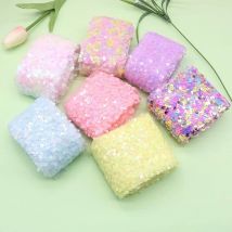 5yards 8cm Coloful Sequins Embroidery Organza Ribbon DIY Crafts Headdress Bow Material Gift Wrapping Party Decoration