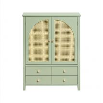 SoBuy FSB72-GR armario para zapatos, armario de cocina, aparador con puertas de aspecto de rejilla, armario, almacenamiento para buffet, tocador, verde