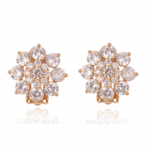 Grace Jun New Arrival AAA Cubic Zircon Flower Shape Clip on Earrings for Women Bride Wedding Elegant No Hole Earrings No Allergy