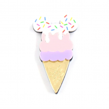 2022 New Arrival Mouse Head Ice Cream Brooch (Safety Pin) Laser Cut Acrylic Jewelry Handmade Summer Brooches