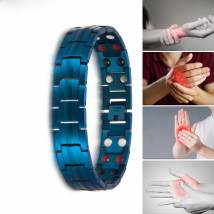 Vinterly Blue Magnetic Bracelet Men Hand Chain Link Stainless Steel Men Bracelet Health Energy Germanium Hologram Mens Bracelets