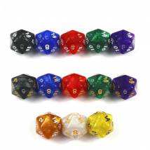 10 Pcs/set Polyhedral Marble Effect 20 Sided Game Dice, for DNDGame Rpg and Other Board Games