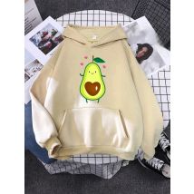 Hoodies Lovely Cartoon Avocado Printing Hoodie Female Oversized Fashion Pullover For Women Aesthetics Winter Women'S Sweatshirt