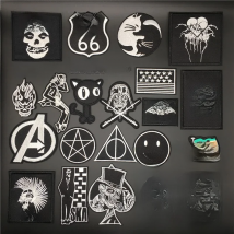 Black Punk Badges Jacket Patch Embroidered Iron Patches For Clothing Sew On Sticker DIY Appliques Decoration Rock Band