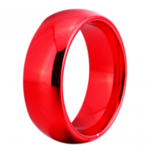 YGK JEWELRY 8MM Width Red Color Domed Tungsten Carbide Wedding Ring