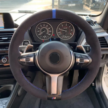CARDAK Black Suede Leather Car Steering Wheel Cover For BMW F87 M2 F80 M3 F82 M4 M5 F12 F13 M6 F85 X5 M F86 F33 X6 M F30 M Sport