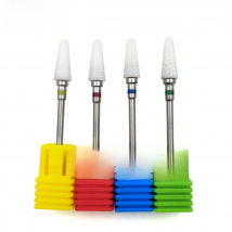 HYTOOS 4 Type Ceramic Cone Nail Drill Bit 3/32" Rotary Burr Bits For Manicure Nail Drill Accessories Milling Cutter Remove Gel