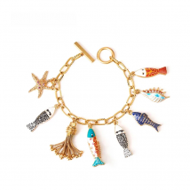 Bohemia Ocean Beauty Charms Bracelet Pulseras Bangle Hand Enamel Fishes Conch Seastar Tassel Pendants Toggle Bracelet Pulseras