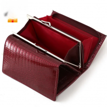 Free Gift Women Genuine Leather Short Wallet Female Fashion Purses Ladies Alligator Hasp & Zipper Small Coin Bag AE2155