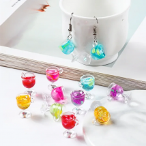 10pcs/pack Resin Fruit Cocktail Glass Charms Decoration for Earring Bracelets Phone DIY Keychain Jewlery Making