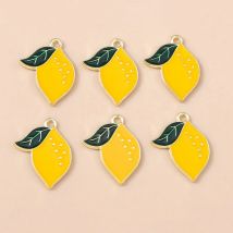 20pcs 17x21mm Cute Enamel Fruit Lemon Charms Pendants for Jewelry Making Necklaces Earrings Bracelets DIY Crafts Accessories