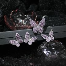 Japanese&Korea Fashion Accessories Crystal Butterfly Stud Earrings for Women Gift Elegant Zirconia Earrings
