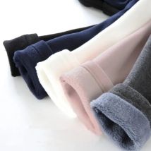 2025 Girls' Pants, Children's Winter Thickened Warm Trousers, Warm Elastic Pink Navy Blue Leggings, Boys' Feet Pants
