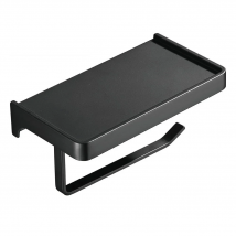 Aluminium Black Toilet Paper Holder Bathroom Phone Storage Paper Dispenser Roll Paper Holder Wall Mounted Bathroom Shelve WB8233